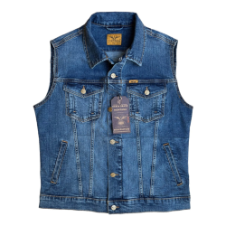 Джинсовий жилет Montana Stretch Denim Regular Fit Menfis 03 — блакитний стиль на кожен день